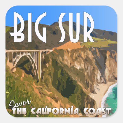 Big Sur California Pacific Coast Highway Square Sticker