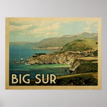 Big Sur California Vintage Travel Poster by Flospaperie at Zazzle
