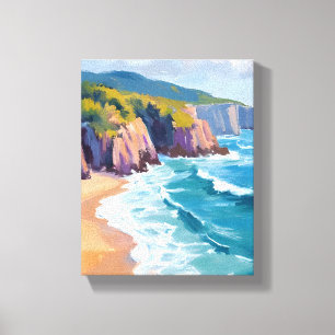 Big Sur, California Watercolor Coast Painting Canvas Print