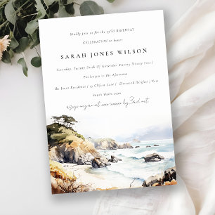 Big Sur California Watercolor Landscape Birthday Invitation
