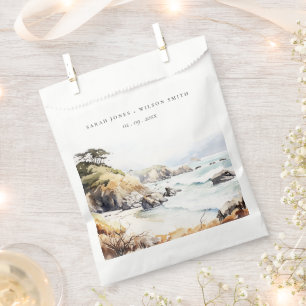 Big Sur, California Watercolor Landscape Wedding Favor Bag