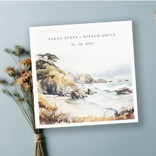Big Sur, California Watercolor Landscape Wedding Napkins
