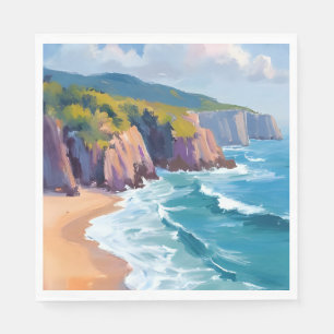 Big Sur, California Watercolor Ocean Painting Napkins