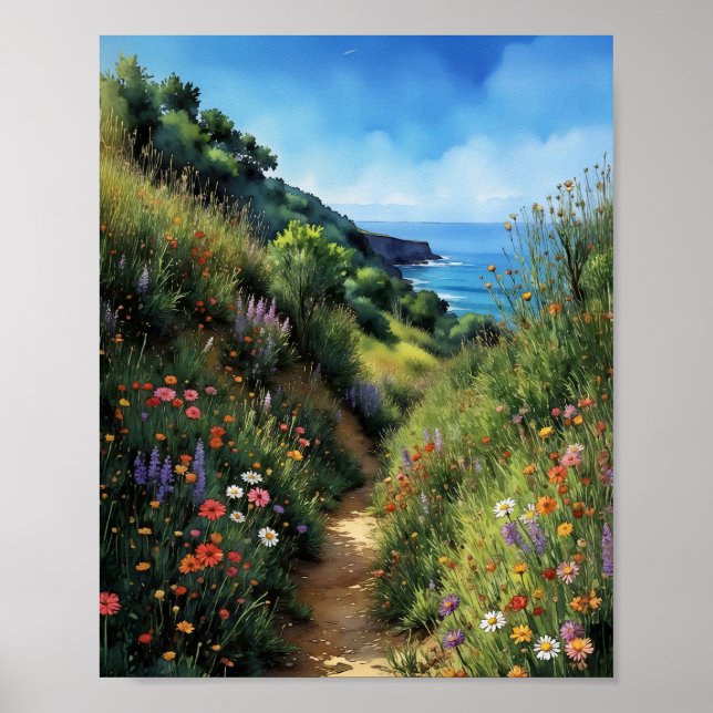 Big Sur California Watercolor Poster (Front)