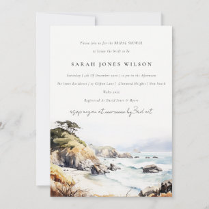 Big Sur California Watercolor Scape Bridal Shower Invitation