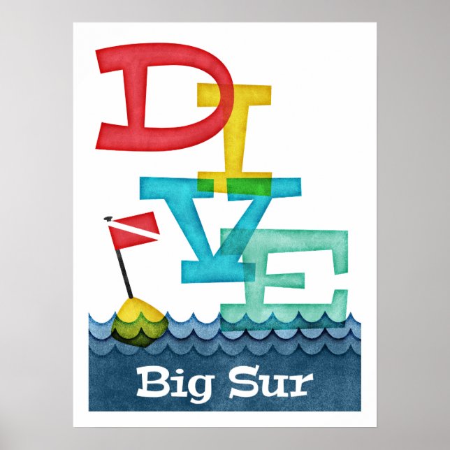 Big Sur Dive - Colorful Scuba Poster (Front)