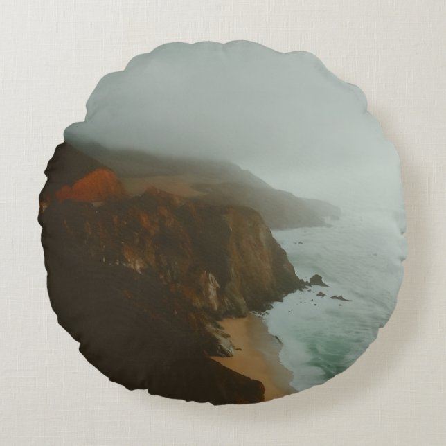 Big Sur Exploring Round Pillow (Front)