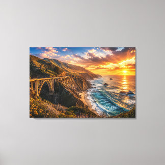 Big Sur Golden Sunset California Coastal Landscape Canvas Print
