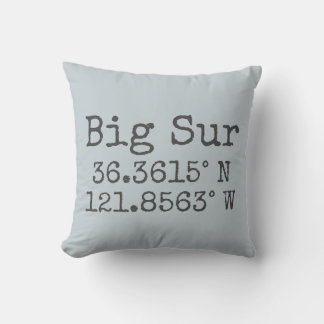 Big Sur Latitude and Longitude Throw Pillow