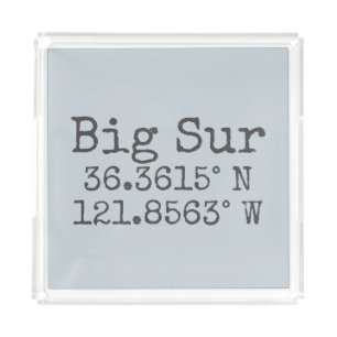 Big Sur Latitude Longitude Acrylic Tray