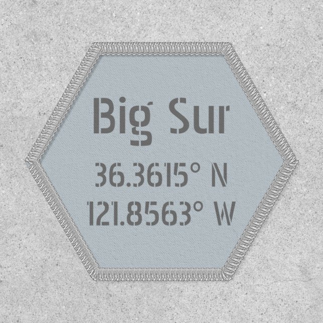 Big Sur Latitude Longitude Iron On Patch (Front)