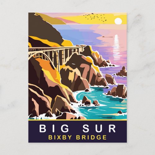 Big Sur Sunset on the Bixby Bridge Travel Postcard