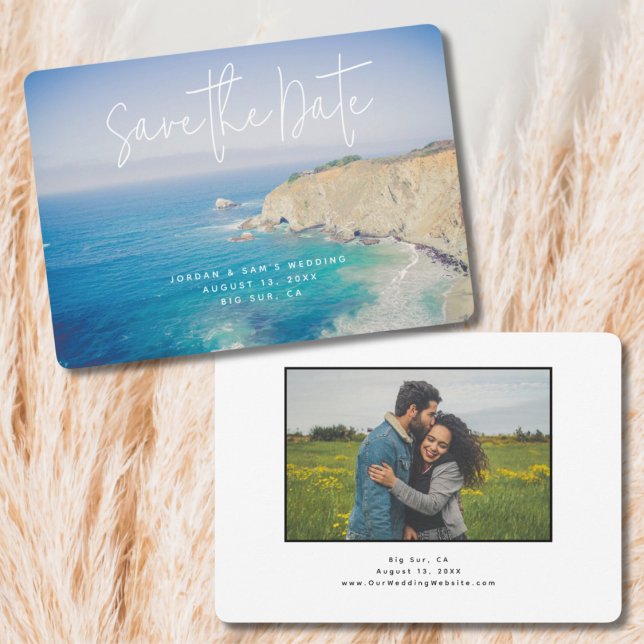 Big Sur Wedding Save the Date Photo Invitation (Big Sur Save the Date with Engagement Photo)