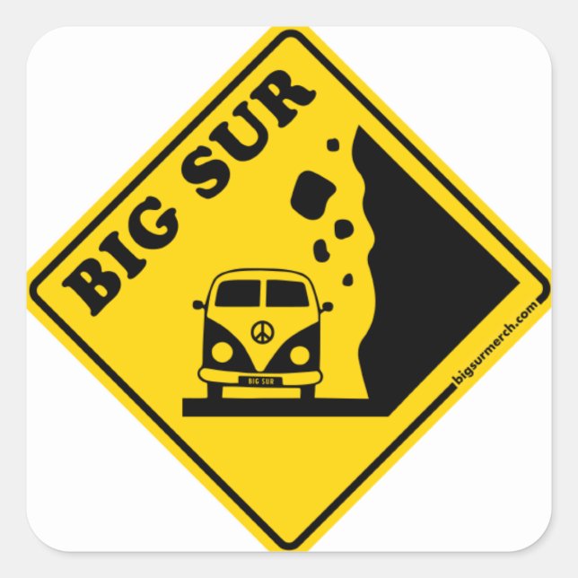 Big Sur Yellow Bus Square Sticker (Front)