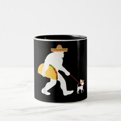 Big Taco Sombrero Chihuahua Dog Bigfoot Two_Tone Coffee Mug
