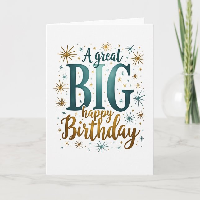 Big Teal Gradient Birthday Card (Front)
