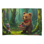 Big Teddy Bear and Baby Teddy Cartoon for Kids Pillow Case