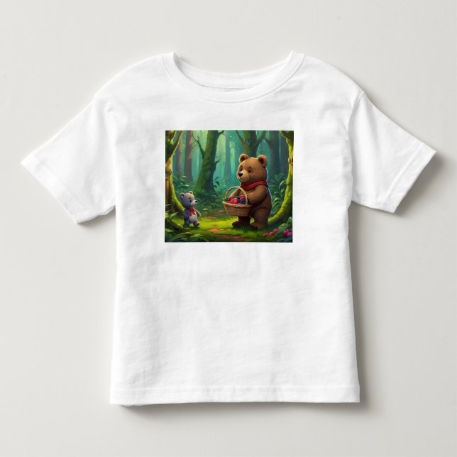 Big Teddy Bear and Baby Teddy Cartoon for Kids Toddler T-shirt (Front)