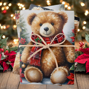 Big Teddy Bears on 3 Christmas Wrapping Paper Sheets