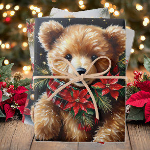 Big Teddy Bears on 3 Christmas Wrapping Paper Sheets