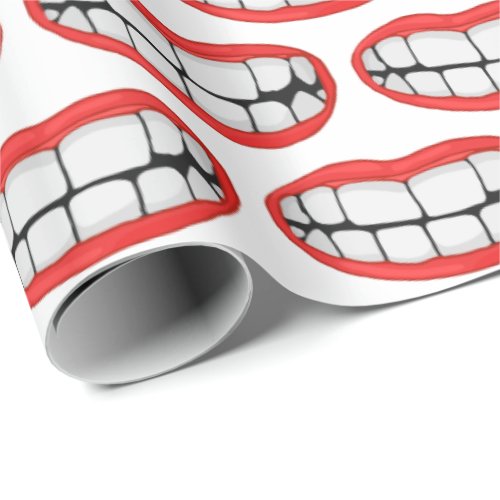 Big teeth with red lipstick wrapping paper