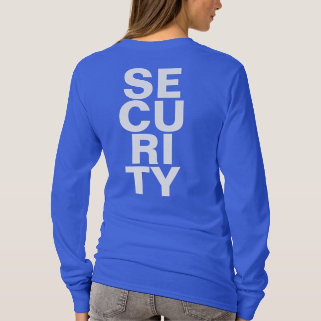 Big Text Deep Royal Blue Template Womens Security T-Shirt (Back)