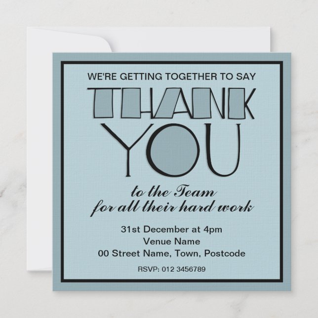 Big Thank You blue Thank You Team Invitation (Front)