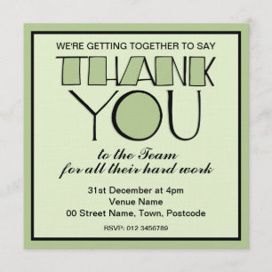 Big Thank You green Thank You Team Invitation