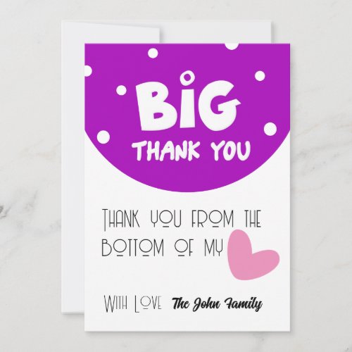 BIG Thank You Greeting Card With Semi Circle