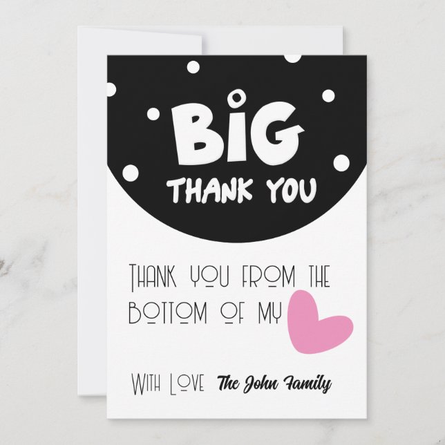 BIG Thank You Greeting Card With Semi Circle (Front)
