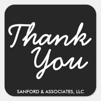 Big Thank You In Cursive Business Etiquette Square Sticker by FidesDesign at Zazzle