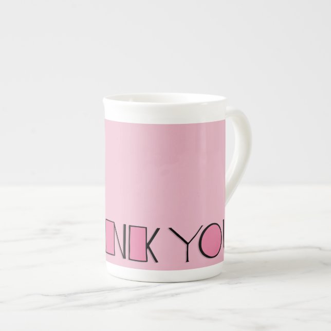 Big Thank You pink Bone China Mug (Front Right)