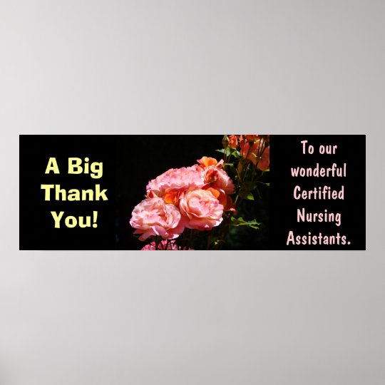Big Thank you poster Certified Nursing Assistants Zazzle