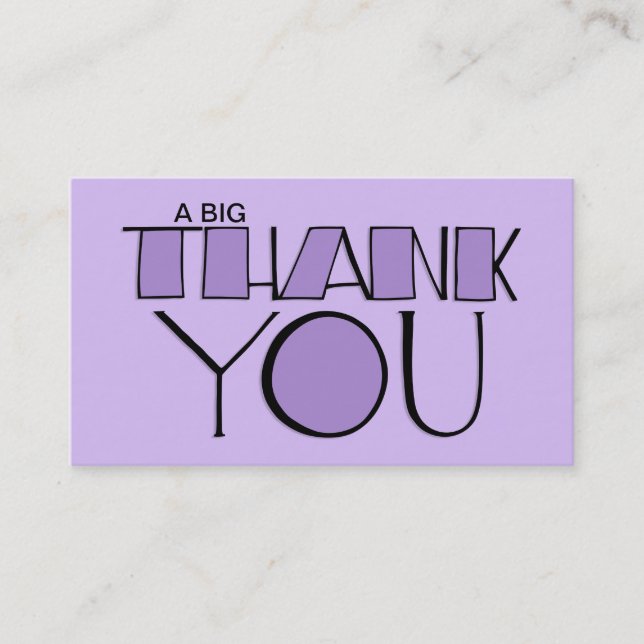 Big Thank You purple Business Card (Front)