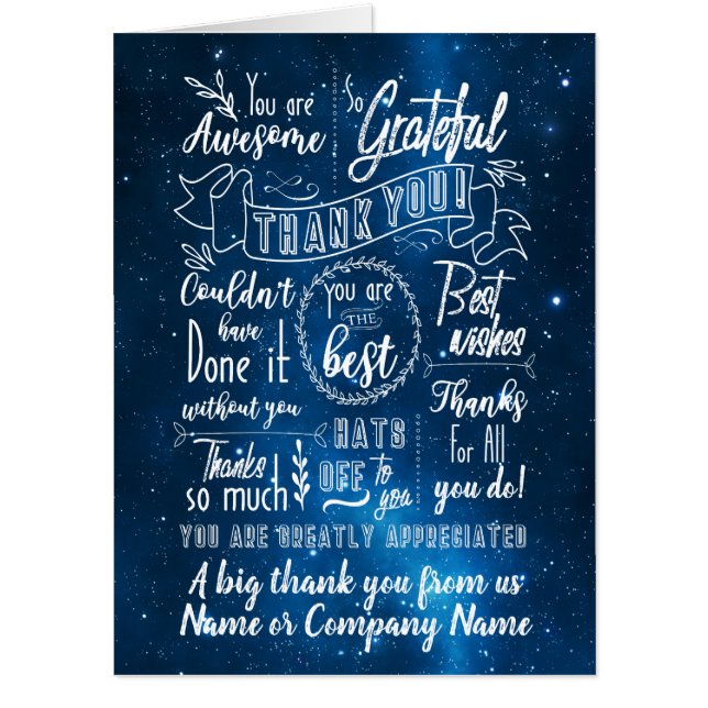 BIG Thank You Retirement Blue Space Card (Front)