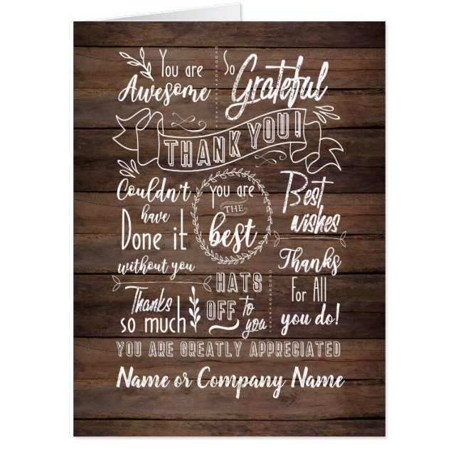 BIG Thank You Retirement Rustic Card (Front)