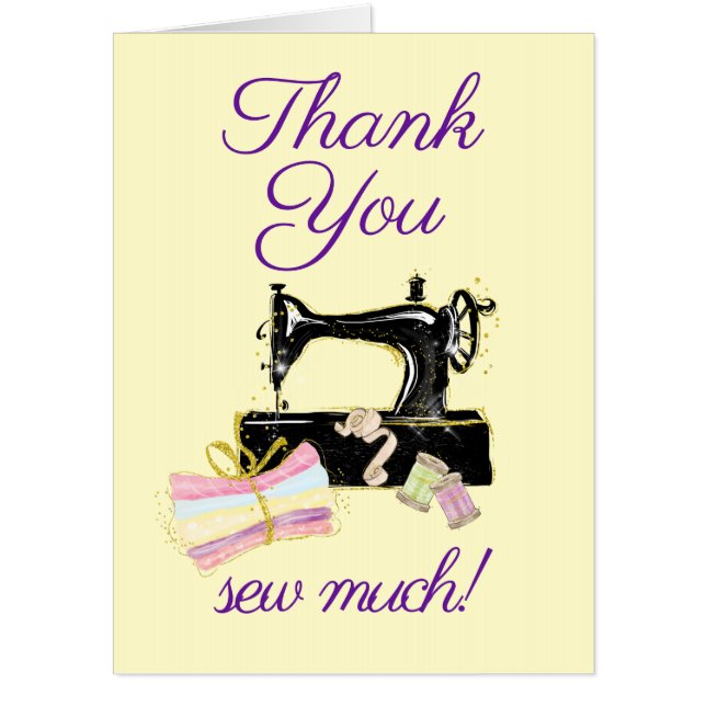 Big Thank You Vintage Sewing Machine Fun Card (Front)