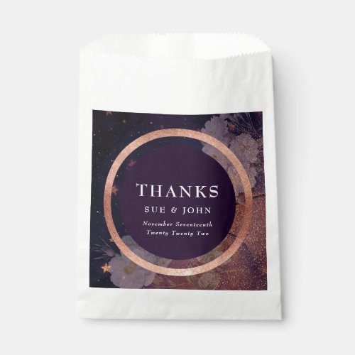 Big Thanks Dark Purple Winter Boho Rose Gold Favor Bag