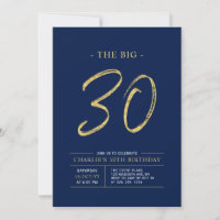 Big Thirty | Gold & Navy Blue 30th Birthday Party