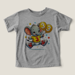Big Three Celebration: Elephant with Balloons Toddler T-shirt