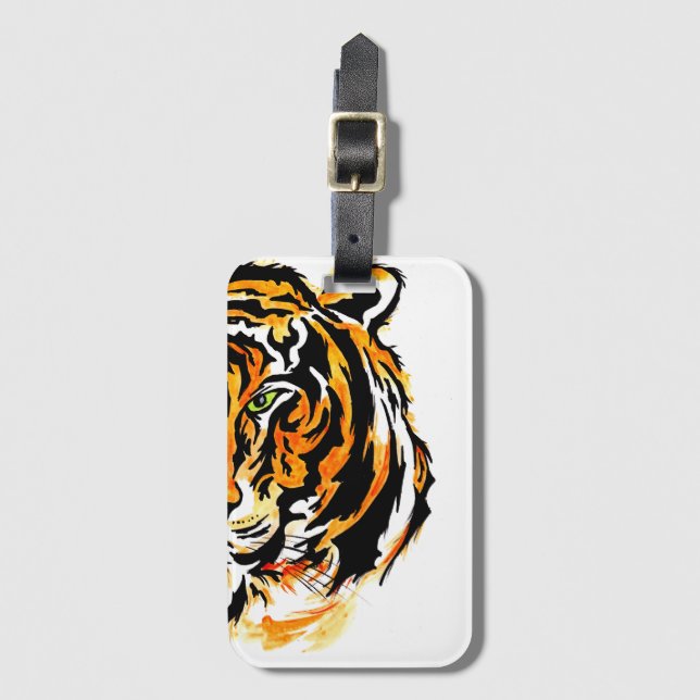 Big Tiger Green Eyes Luggage Tag (Front Vertical)