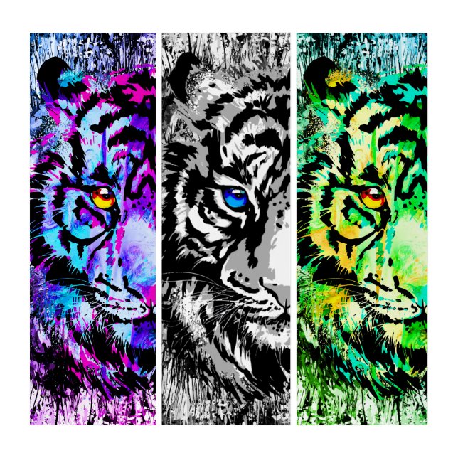 Big Tiger Head Canvas - Tiger Triptych Print (Front)