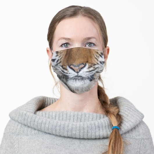 Big Tiger Nose and Mouth Adult Cloth Face Mask (Worn)