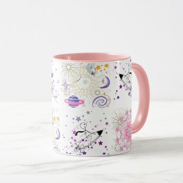 Big Time and Space Mandala Patchwork Pattern Coffe Mug (Front Right)