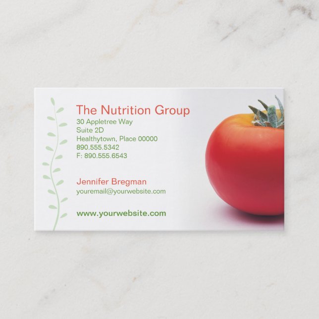 Big Tomato Nutritionist Business Card (Front)