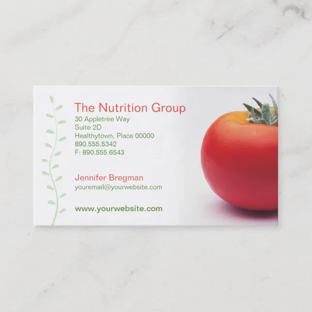 Big Tomato Nutritionist Business Card | Zazzle