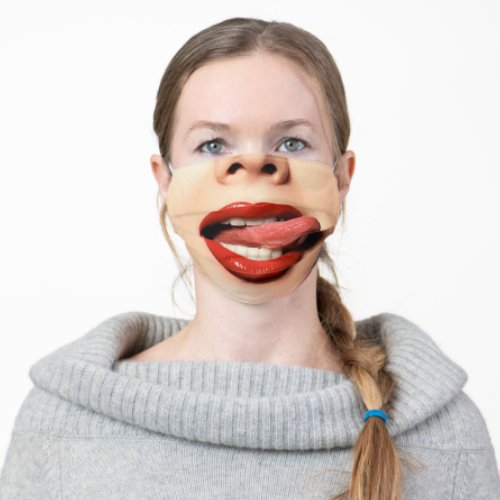 Big Tongue Licking Lips _ Hot Lady _ Funny Adult Cloth Face Mask