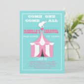 Big Top Carnival Birthday Party Turquoise | Pink Invitation (Standing Front)