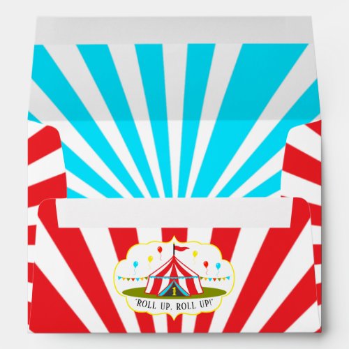 Big Top Circus Carnival 1st Birthday Envelope