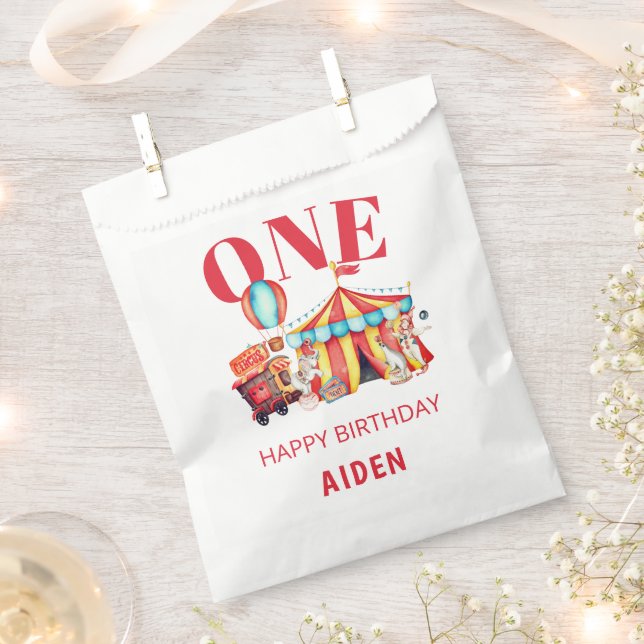 Big Top Circus Carnival 1st Birthday Favor Bag (Clipped)